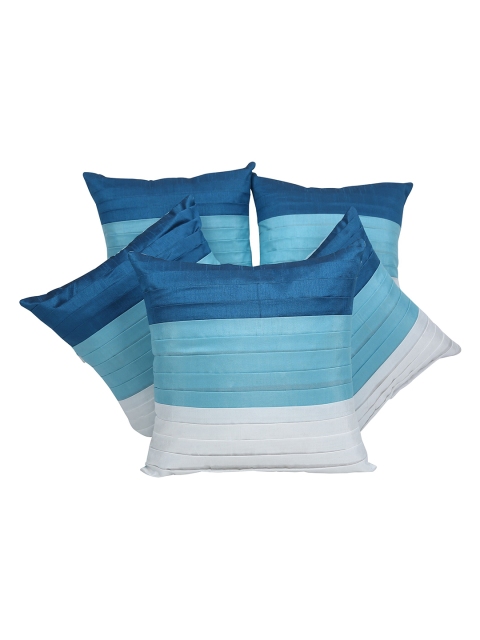 

Clasiko Blue & White Set of 5 Striped Square Cushion Covers