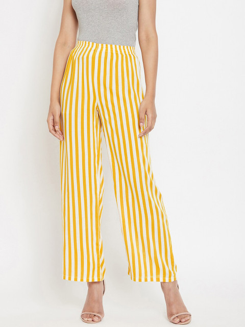 

Evalona Women Yellow & White Striped Knitted Ethnic Palazzos
