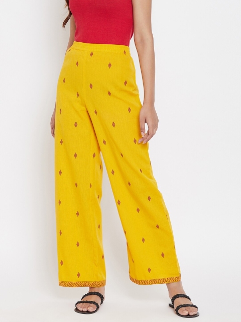 

Evalona Women Mustard Yellow & Red Printed Knitted Ethnic Palazzos