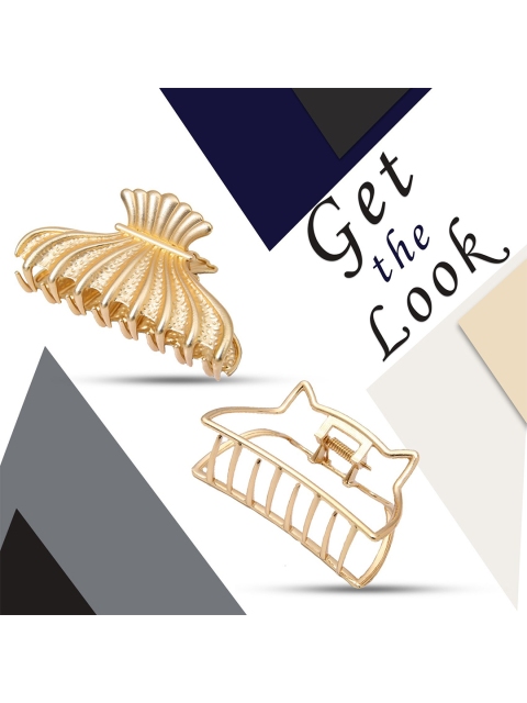 

Krelin Women Gold-Toned Claw Clip Pack Of 2