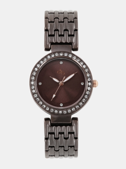 

DressBerry Women Coffee Brown Embellished Analogue Watch DB17-13C