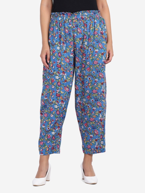 

SAKIA Women Blue & Pink Floral Printed Palazzos