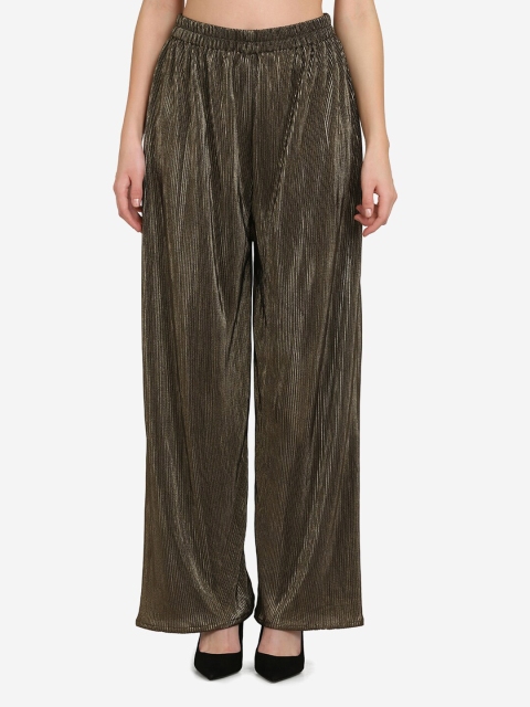 

SAKIA Women Gold-Toned Striped Palazzos