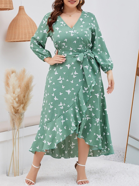 

URBANIC Green Floral Midi Dress