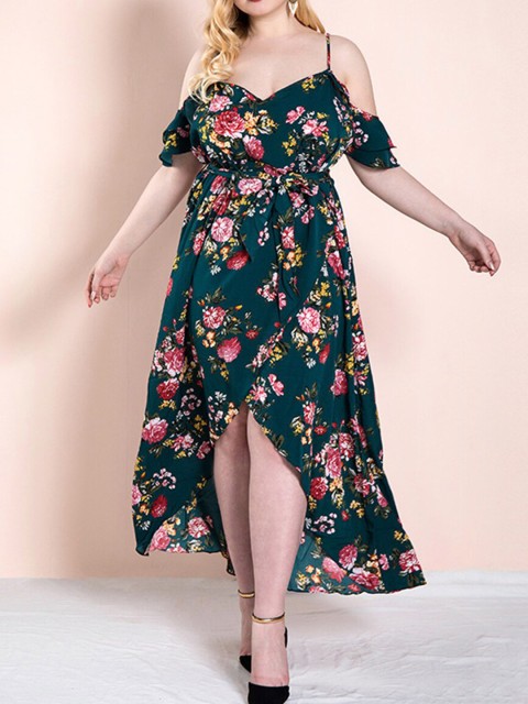 

URBANIC Green Floral Midi Dress