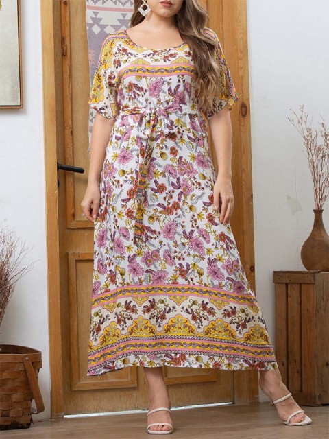 

URBANIC Yellow Floral Maxi Dress