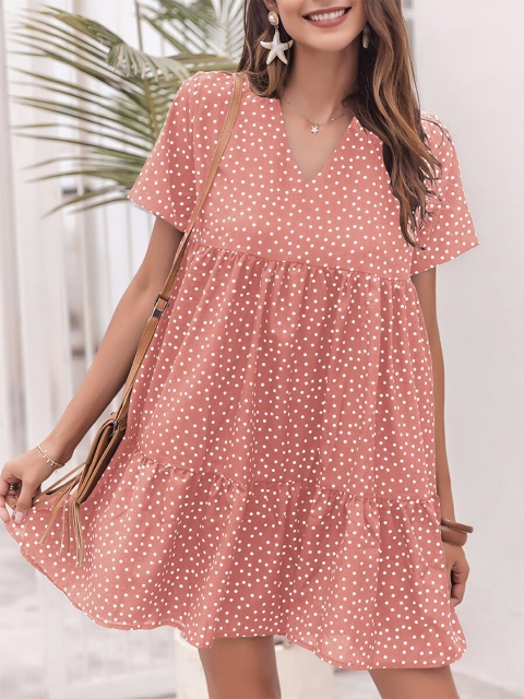 

URBANIC Pink Floral A-Line Dress