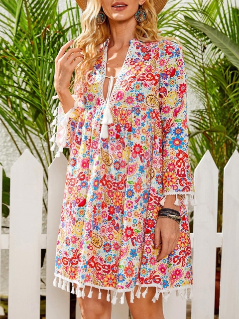 

URBANIC Multicoloured & fairy tale Floral A-Line Dress, Multi
