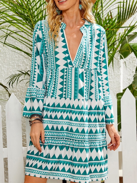 

URBANIC Green Ethnic Motifs A-Line Dress