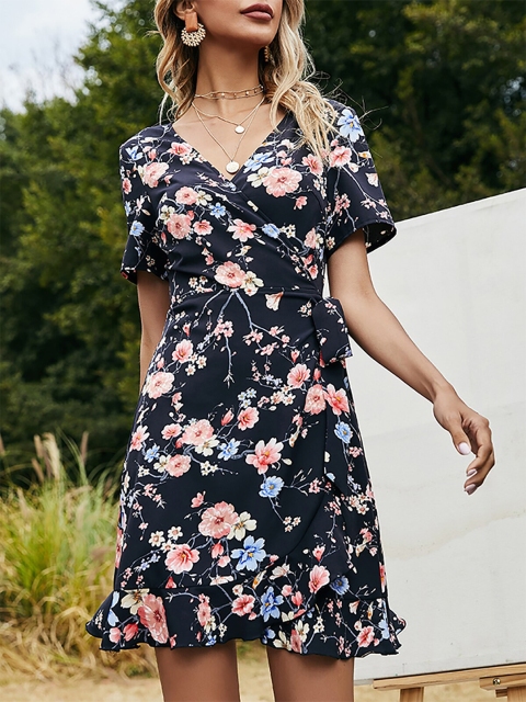 

URBANIC Black Floral Dress