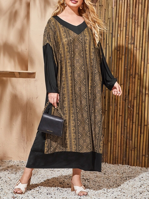 

URBANIC Brown Ethnic Motifs A-Line Dress