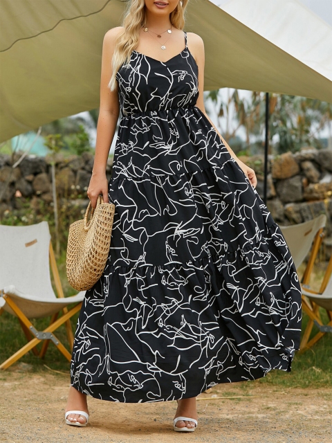 

URBANIC Black Tropical Maxi Dress