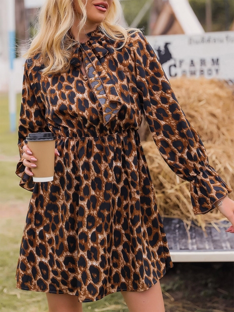 

URBANIC Brown Animal Shirt Dress