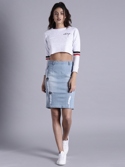 

Kook N Keech Marvel Blue Denim Pencil Fit Skirt