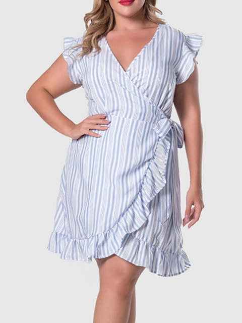 

URBANIC Blue Striped Dress