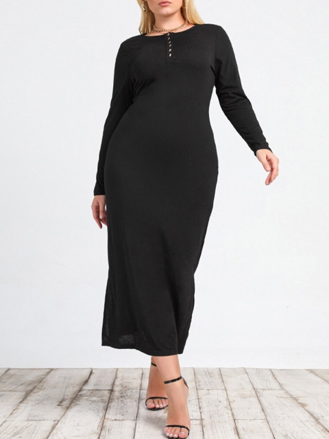 

URBANIC Black A-Line Midi Dress