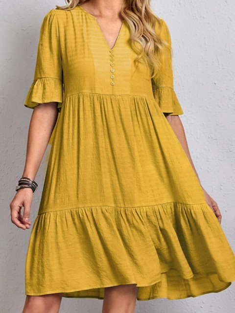 

URBANIC Yellow A-Line Dress