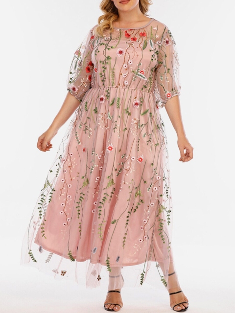 

URBANIC Pink Floral Maxi Midi Dress