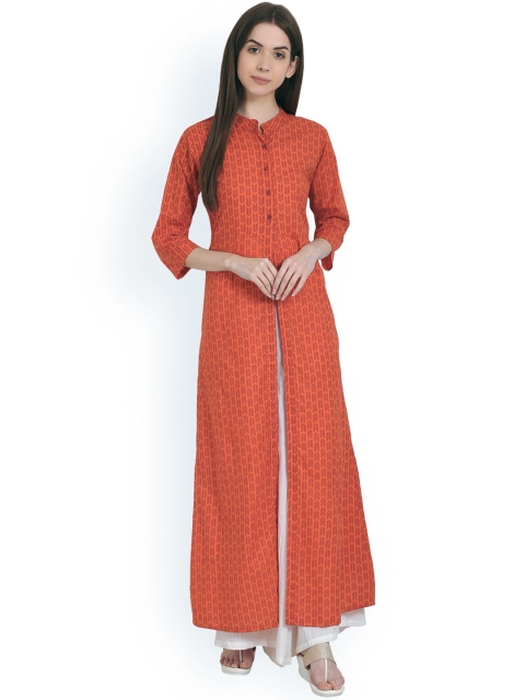 

Nayo Women Rust Printed A-Line Kurta