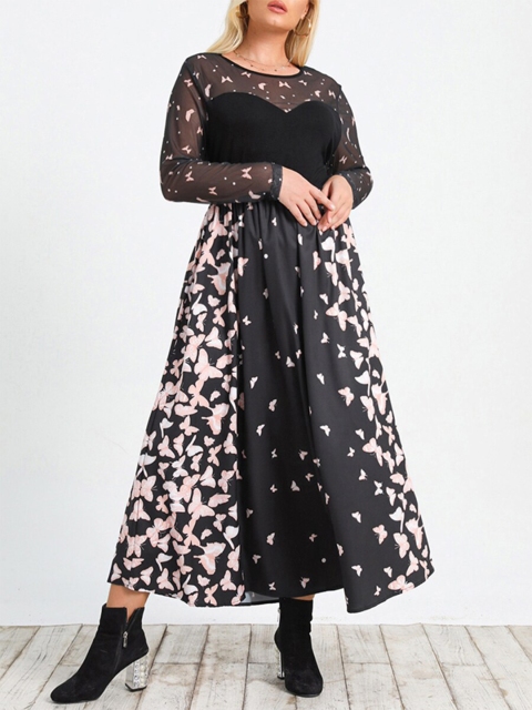 

URBANIC Black Floral Midi Dress