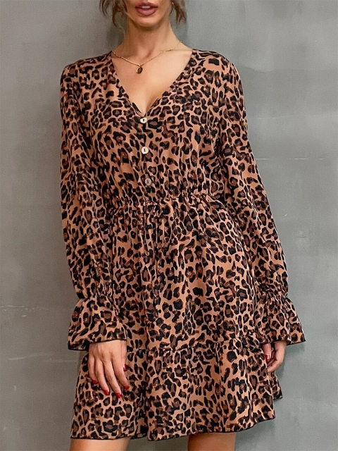 

URBANIC Brown Animal Dress