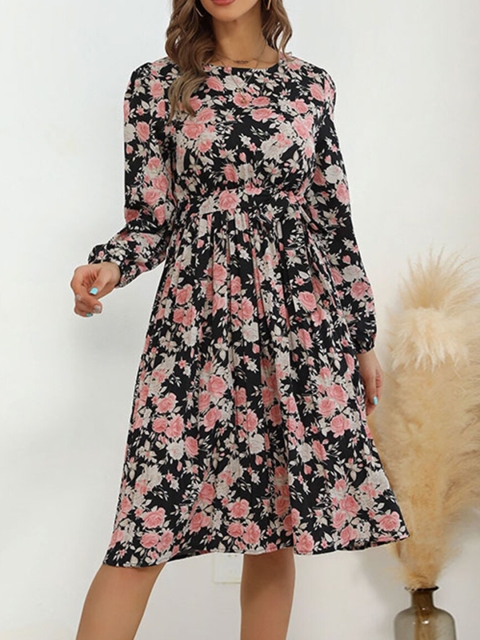 

URBANIC Black Floral Dress