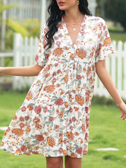 

URBANIC White Floral Dress
