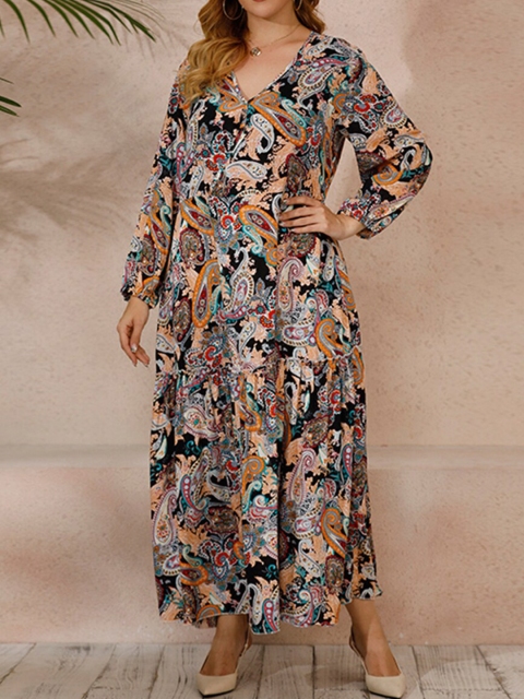 

URBANIC Brown Floral Maxi Dress