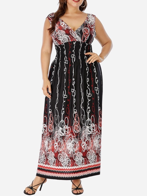 

URBANIC Black Ethnic Motifs Maxi Dress