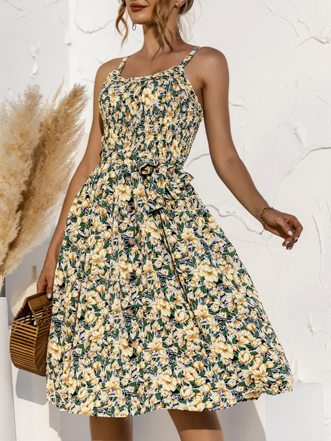 

URBANIC Yellow Floral Dress