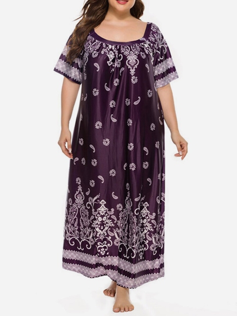 

URBANIC Purple Ethnic Motifs Maxi Midi Dress