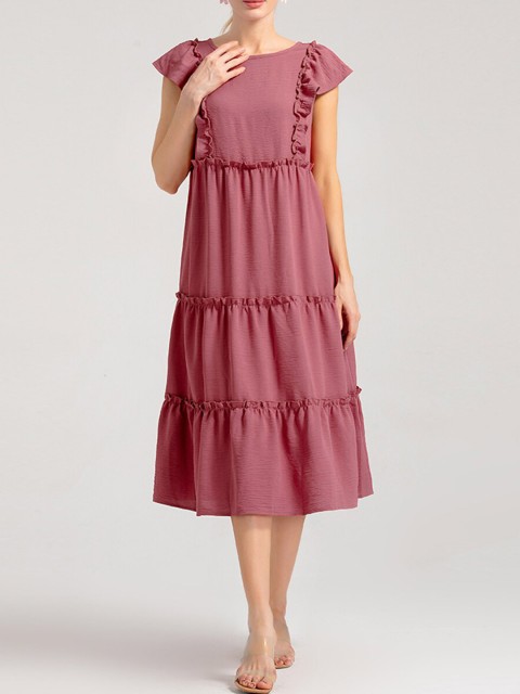 

URBANIC Red A-Line Midi Dress