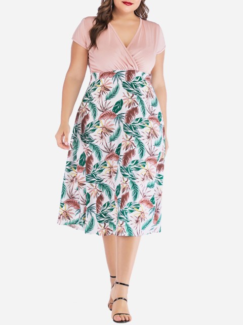 

URBANIC Pink Tropical Midi Dress
