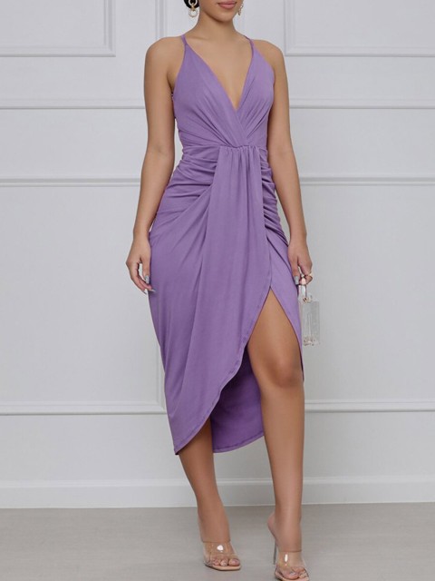 

URBANIC Women Purple Midi Dress