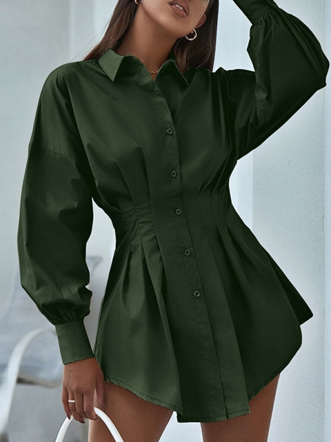 

URBANIC Olive Green Shirt Mini Dress