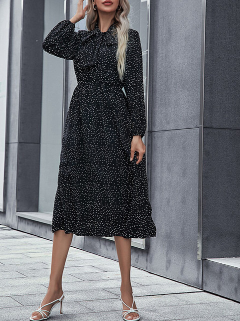 

URBANIC Black Midi Dress
