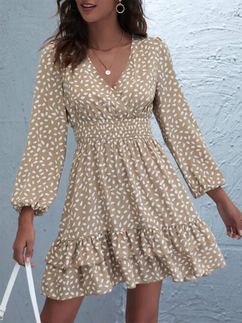 

URBANIC Women Khaki & White Floral Dress