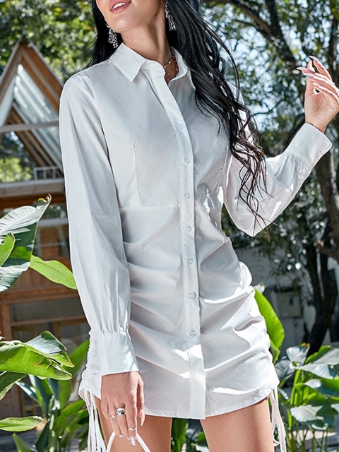 

URBANIC White Shirt Mini Dress