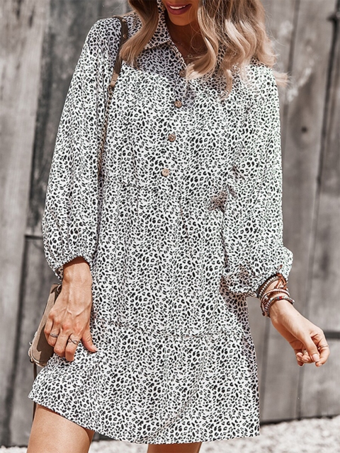 

URBANIC White Animal Shirt Dress