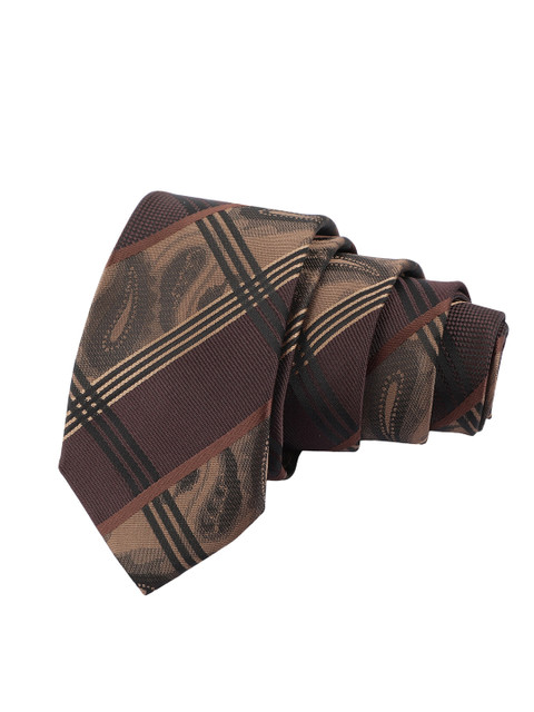 

Alvaro Castagnino Men Brown & Beige Woven Design Skinny Tie