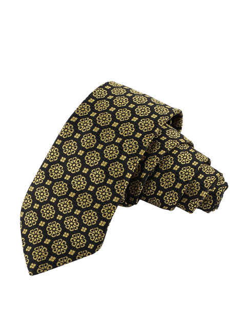 

Alvaro Castagnino Men Yellow & Black Woven Design Skinny Tie