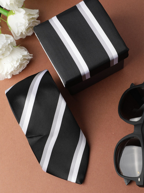 

Alvaro Castagnino Men Black & White Striped Necktie