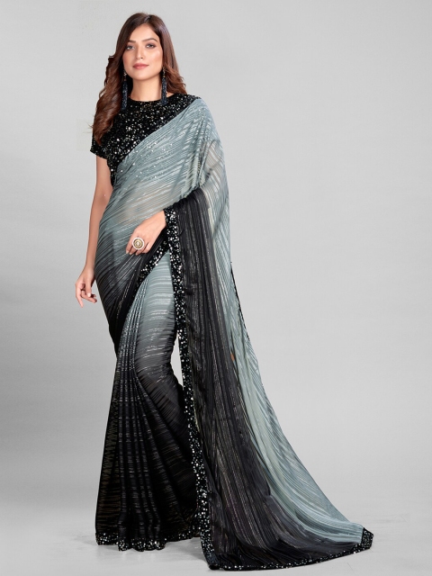 

Granthva Fab Grey Embellished Sequinned Silk Blend Saree