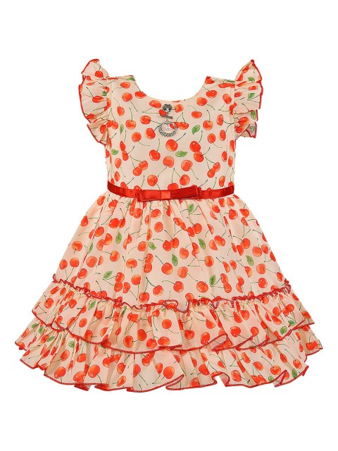 

Wish Karo Orange Printed Frock Dress