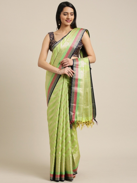 

Varkala Silk Sarees Green & Red Leheriya Silk Blend Leheriya Saree