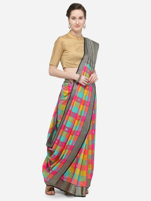 

Varkala Silk Sarees Black & Silver-Toned Zari Silk Blend Kanjeevaram Saree