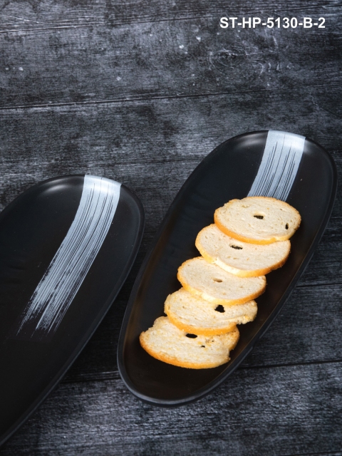 

Stehlen Pack of 2 Black Solid Melamine Boat Platter