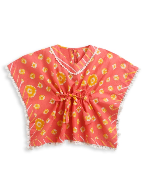 

Hopscotch Girls Orange & Yellow Printed Kaftan Top