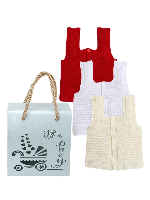 

Little Angels Boys Pack Of 3 Sweater Vest Solid Baby Apparel Gift Set, Red