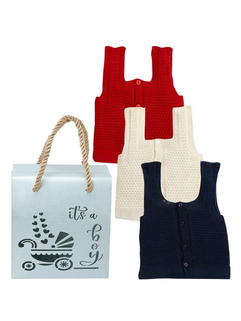 

Little Angels Infant Boys 3-Piece Solid Sleeveless Sweater Vests Baby Apparel Gift Set, Multi